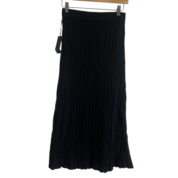 House of Harlow 1960 Black Ribbed Knit Midi Skirt Size Medium - Picture 6 of 9